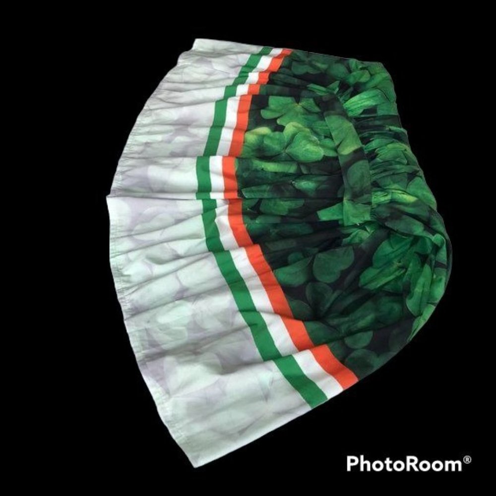 Vintage Shamrock Skirt Ireland Colors 30" Waist Flared Side Zip St Patr… - Picture 8 of 11